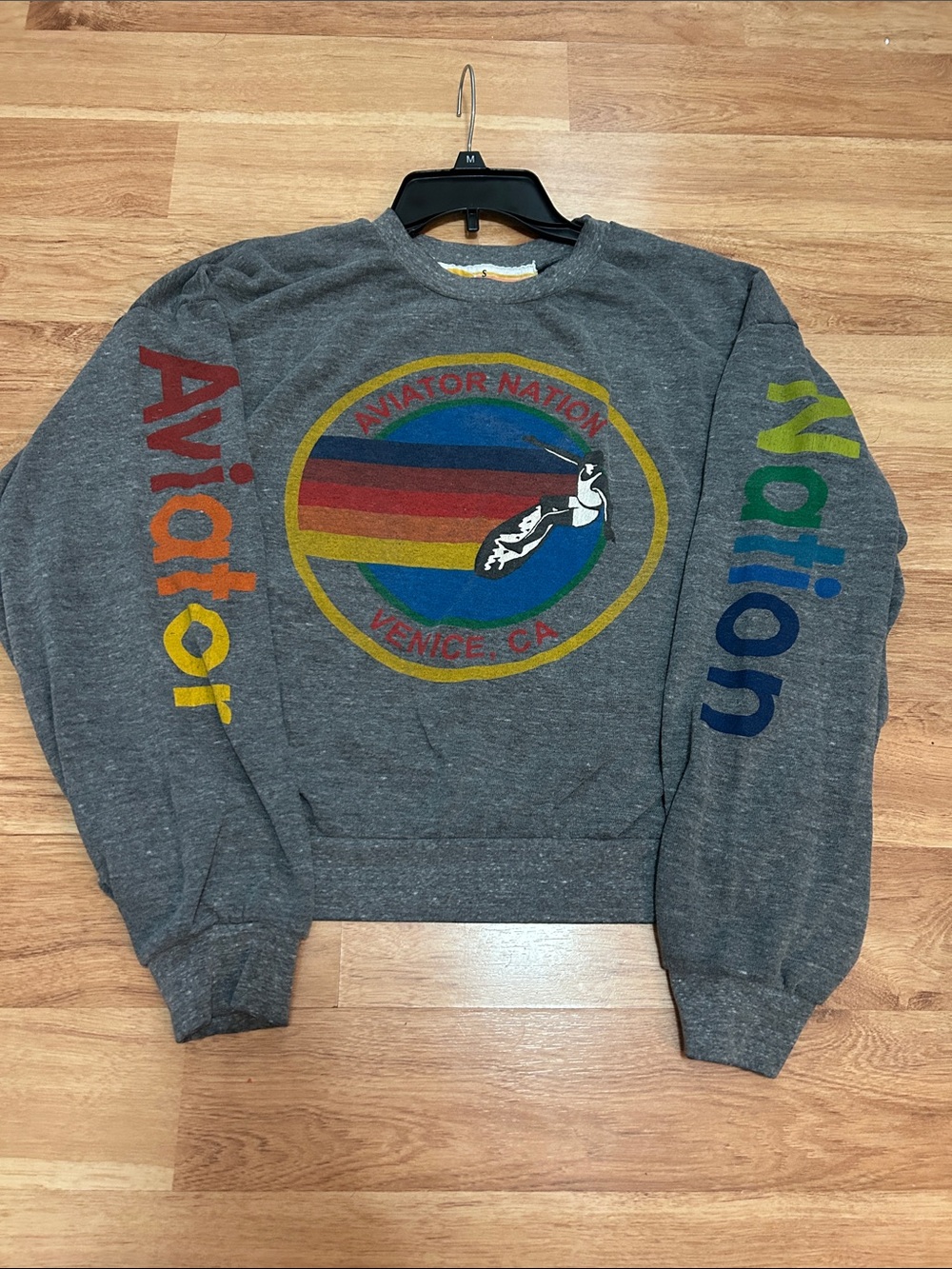 AVIATOR NATION RELAXED VENICE CREW SWEATSHIRT HEATHER GREY Small